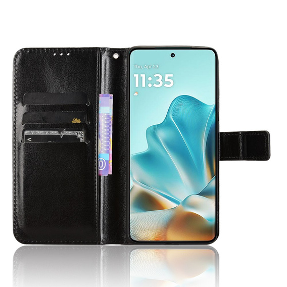 Etui z klapką do Motorola Edge 60 / 60 Fusion, Crazy Horse Wallet, czarne
