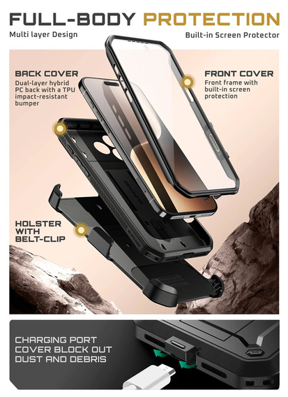 Etui Supcase do iPhone 17 Pro Max, Unicorn Beetle Pro, Black