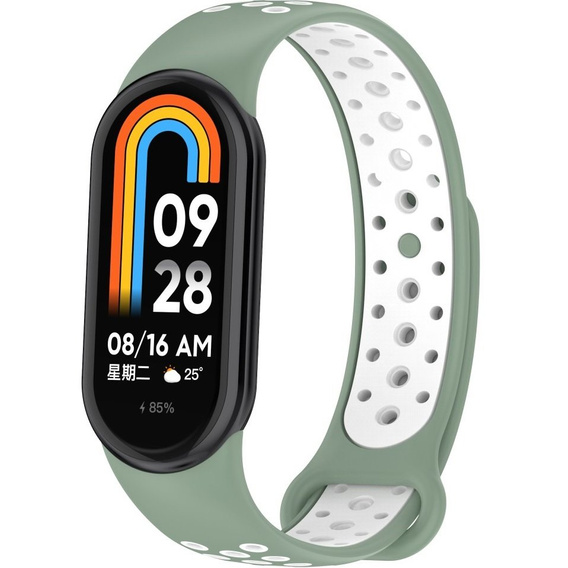 Pasek Silikonowy do Xiaomi Smart Band 10 / 9 / 8, Zielony / Biały