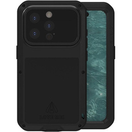 Etui Love Mei do iPhone 15 Pro, pancerne ze szkłem, czarne