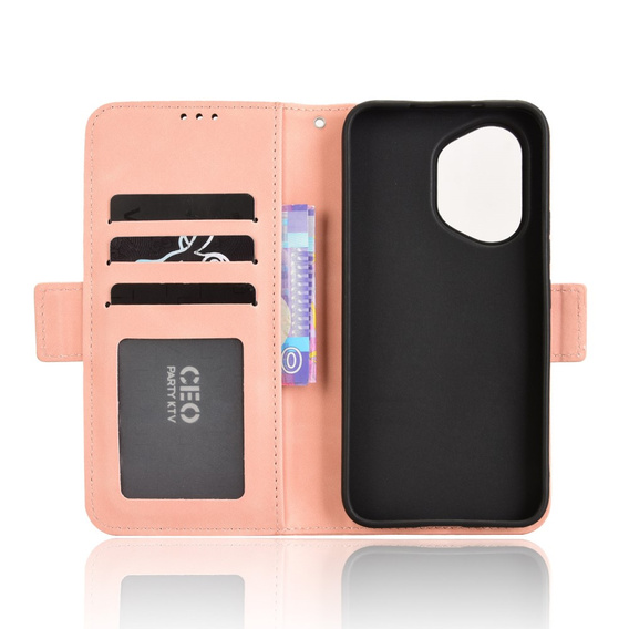 Etui z klapką do Honor 400 5G, Card Slot, różowe