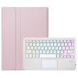 Etui z podświetlaną klawiaturą bluetooth touchpad do Xiaomi Pad 7 / 7 Pro, Różowe