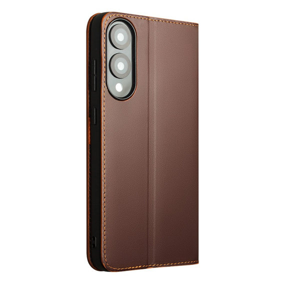 Skórzane etui portfelowe z funkcją podstawki do Samsung Galaxy S25 Edge – elegancja i funkcjonalność - brązowe