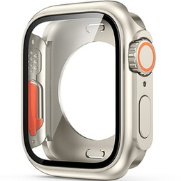 2w1 Pełne Etui + Szkło Hartowane do Apple Watch 4/5/6/SE 44MM, Beżowe/Pomarańczowe