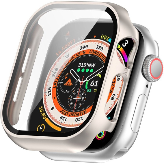 2w1 Etui + Szkło Hartowane do Apple Watch 10 42MM, Beżowe