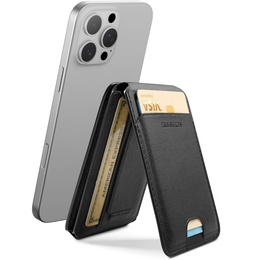 Magnetyczny portfel SURITCH z lokalizatorem Find My, NFC i podstawką – czarny