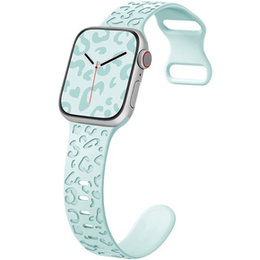 Pasek Silikonowy do Apple Watch 1/2/3/4/5/6/7/8/9/10/11/SE Ultra 1/2/3 42/44/45/46/49mm, Leopard, Turkusowy