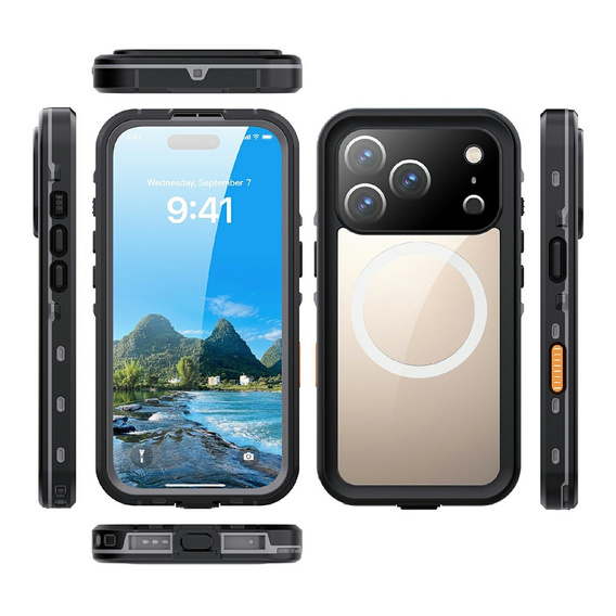 Etui Wodoodporne IP68 do iPhone 17 Pro, SHELLBOX MagSafe, czarne
