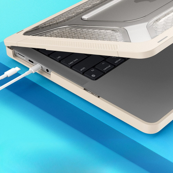 Etui Pancerne Kickstand do Macbook Pro 14 2021 A2442 2022/2023/2024/2025, Beżowe