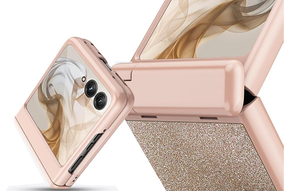 Etui do Motorola Razr 60 Ultra – Glitter PC Case ze szkłem i podstawką - złote