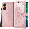 Zestaw Etui do Oppo Reno8 T, z klapką mandala, różowe rose gold + szkło