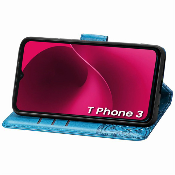 Etui z klapką do T Phone 3 5G, Butterfly, niebieskie