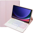 Etui z podświetlaną klawiaturą bluetooth touchpad do Samsung Galaxy Tab S10 Lite / S10 FE / S9 FE, Różowe