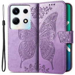 Zestaw Etui z klapką do Infinix Note 30 VIP, Butterfly, fioletowe + Szkło