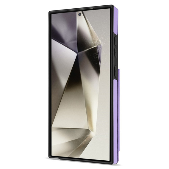 Etui do Samsung Galaxy S25 Ultra z paskiem na nadgarstek, kieszonkami i funkcją podstawki – fioletowe