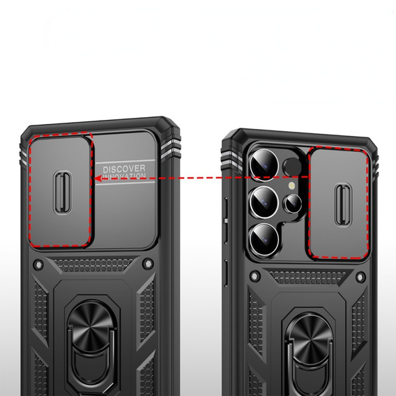 Etui do Samsung Galaxy S25 Ultra, KickStand Camera Lens, czarne