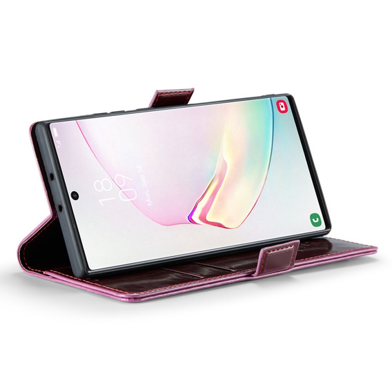 Etui z klapką CASEME do Samsung Galaxy Note 10 Plus, Waxy Textured, czerwone