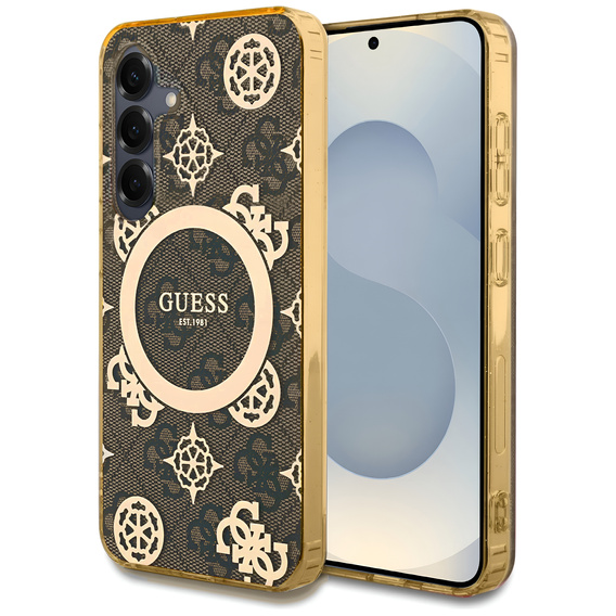 Etui GUESS do Samsung Galaxy S25, Magnetic IML Peony, brązowe