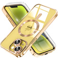 Etui do iPhone 14, Electro MagSafe, złote + Szkło na ekran