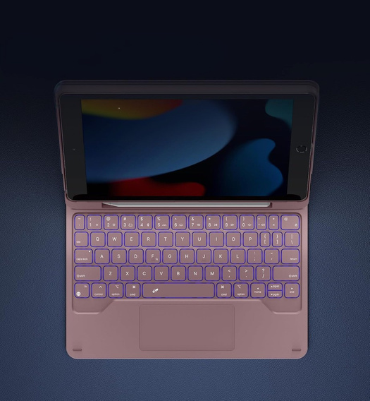 Etui z klawiaturą do iPad 10.2" 2021/2020/2019 (9/8/7 gen.), Dexnor Magnetic Keyboard Touchpad, różowe