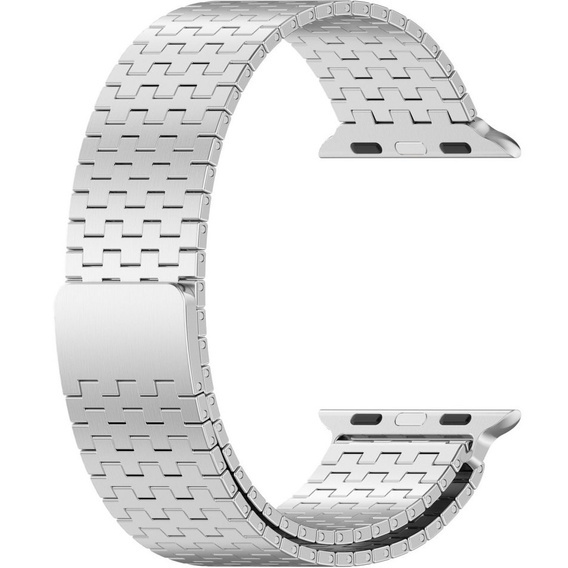 Stalowa Bransoleta do Apple Watch 1/2/3/4/5/6/7/8/9/10/11/SE Ultra 1/2/3 42/44/45/46/49mm, Srebrna
