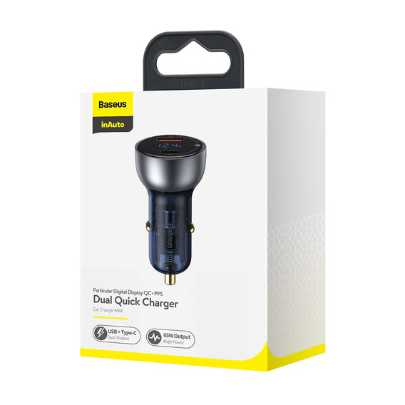 Baseus ładowarka samochodowa Particular 65 W USB‑C + USB‑A - Szara