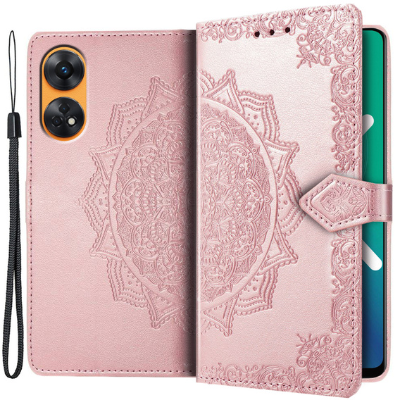 Etui z klapką do Oppo Reno8 T, Mandala, różowe