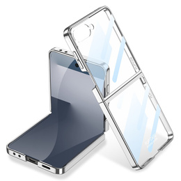 Etui ze szkłem do Samsung Galaxy Z Flip7 5G, PC Case, Srebrne