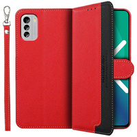 Etui z klapką do Nokia G60 5G, KHAZNEH RFID Case, Dual Color, czerwone