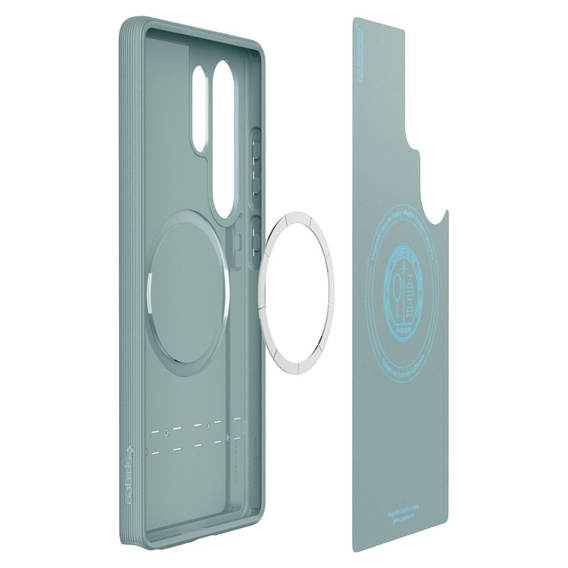 Etui Spigen do Samsung Galaxy S25 Ultra, Parallax Mag, do MagSafe, zielone + Szkło Hartowane 9H