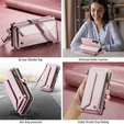 Etui CASEME do Samsung Galaxy S25 FE, RFID Leather Wallet, z paskiem na ramię, różowe