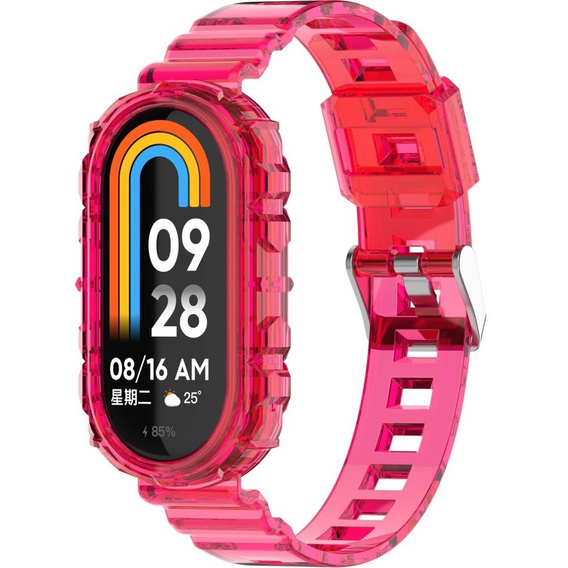 Pasek Silikonowy do Xiaomi Smart Band 10 / 9 / 8, Przezroczysty różowy