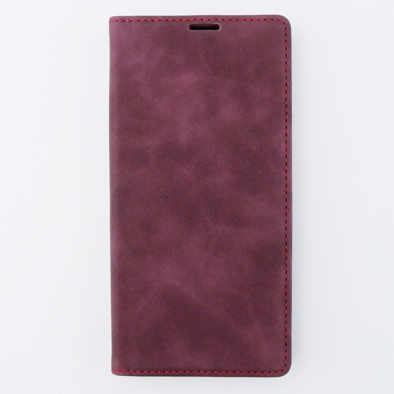 Etui do iPhone 15 Pro Max, ERBORD Vintage portfel z klapką, czerwone