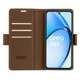 Etui do Oppo A60, ERBORD Glossy Litchi, portfel z klapką, brązowe