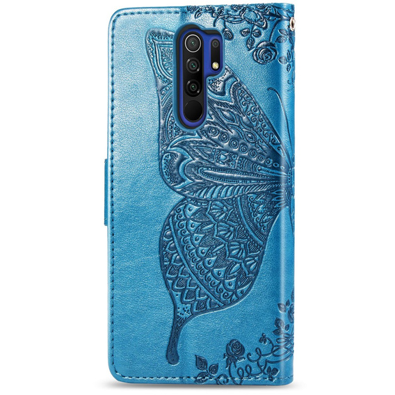 Etui z klapką do Xiaomi Redmi 9, Butterfly, niebieskie