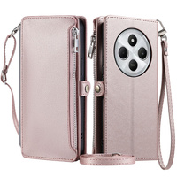 Etui z klapką do Xiaomi Redmi 14C / Xiaomi Poco C75, Wallet Zipper Pocket, różowe