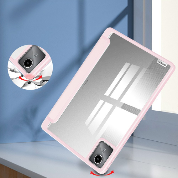 Etui z przezroczystym akrylowym tyłem i miejscem na rysik do Lenovo Tab M11 – różowe