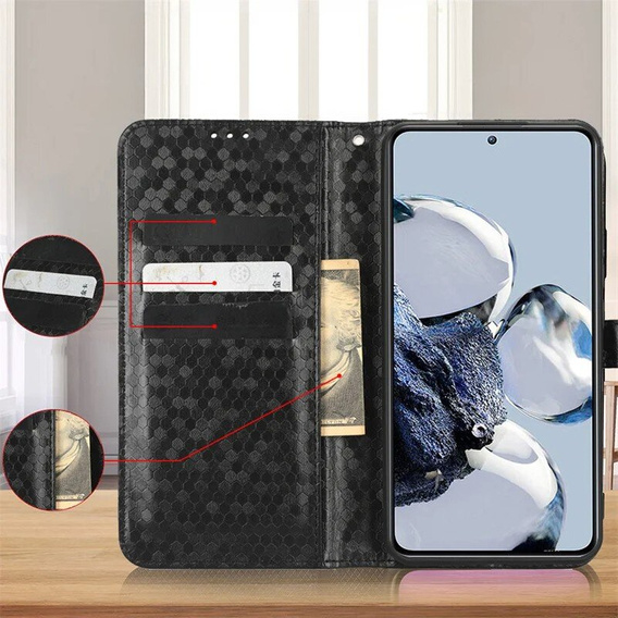 Etui z klapką do Samsung Galaxy M15 5G, Wallet Rhombus, czarne