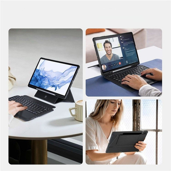 Etui z klawiaturą do Samsung Galaxy Tab S8 Plus, S7+, S7 FE, Dux Ducis DK series, czarne
