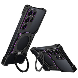 Etui do Samsung Galaxy S25 Ultra, Kickstand Bumper, z osłoną obiektywu, do MagSafe, czarne / fioletowe