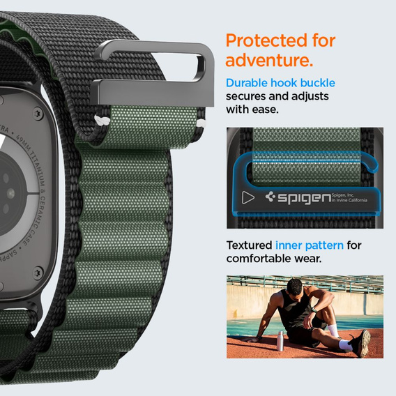 Pasek Spigen WBF1 Band do Apple Watch 8/9/10/11/SE/Ultra 1/2 (44/45/46/49 mm) – Black / Green