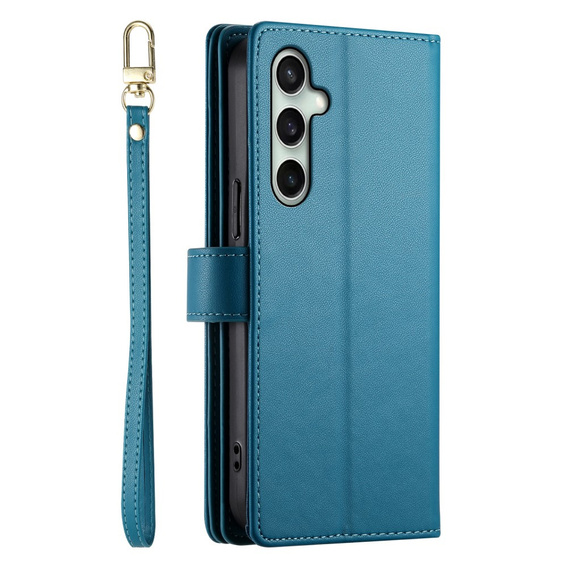 Etui z klapką do Samsung Galaxy S24 FE, Wallet Zipper Pocket, niebieskie