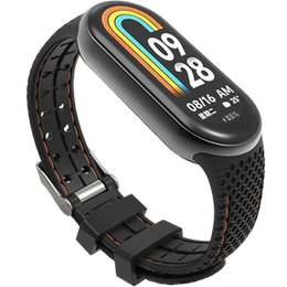 Pasek Silikonowy do Xiaomi Smart Band 10 / 9 / 8, Czarny / Pomarańczowy