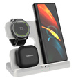 Ładowarka Bezprzewodowa Indukcyjna 3w1 QI Szybka do Samsung S25 S24 S23 Galaxy Watch Buds Stacja biała 