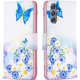 Etui z klapką do Samsung Galaxy M34, Wallet, Butterfly & Flowers białe