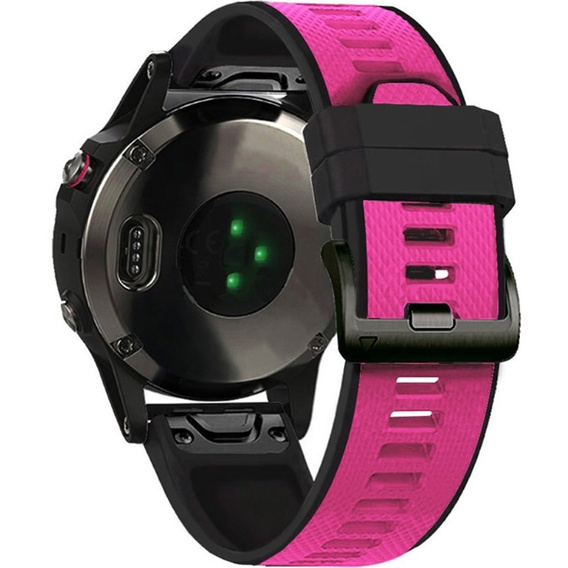 Pasek Silikonowy do Garmin Fenix 5X/6X/7X, Różowy / Czarny