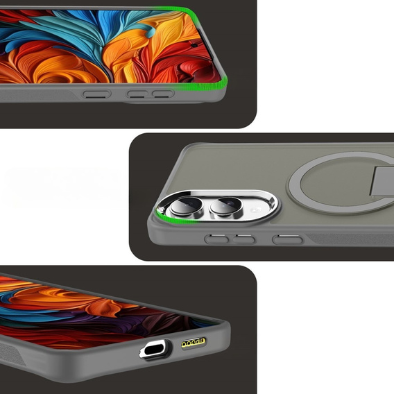 Etui do Samsung Galaxy S25 Edge, Kickstand Matt Case, do MagSafe, tytanowa szarość