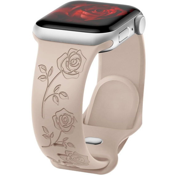 3x Pasek Silikonowy do Apple Watch 1/2/3/4/5/6/7/8/9/SE 38/40/41/mm, Rose, Fioletowy, Beżowy, Biały