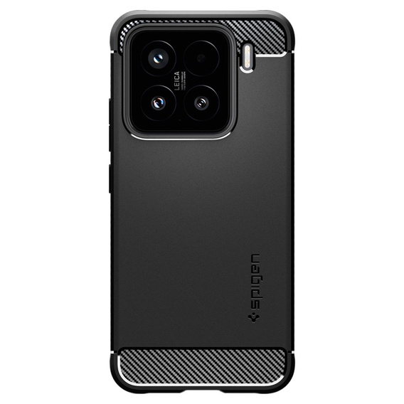 Etui Spigen do Xiaomi 15, Rugged Armor, czarne + Szkło Hartowane 9H