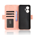 Etui z klapką do Xiaomi Poco F7, Card Slot, różowe